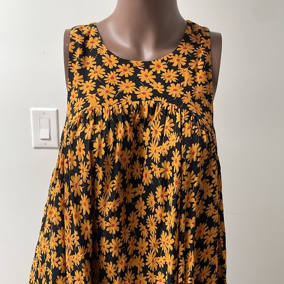 Free People Electric Daisy Mini Dress Sleeveless Pockets Orange Black 12 New - Picture 4 of 10